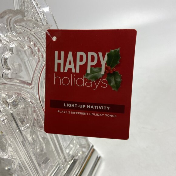 Happy Holiday Christmas Nativity Manger Light Up Musical Acrylic Plays Songs 7.7 - Picture 7 of 11